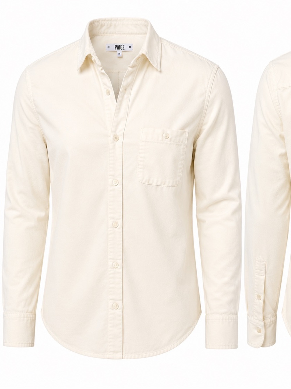 PAIGE Men’s Medium Cream Ivory Button Down Shirt 100% Cotton Long Sleeve